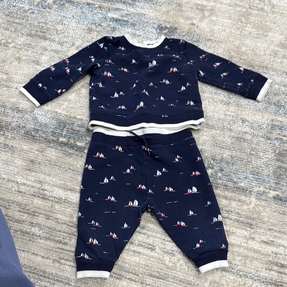 Janie and Jack Navy Sailboat Pajama Set